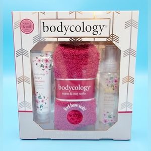 Valentine's Day Bodycology Cherry Blossom Body Cream Socks Mist Gift 3 Pcs SET